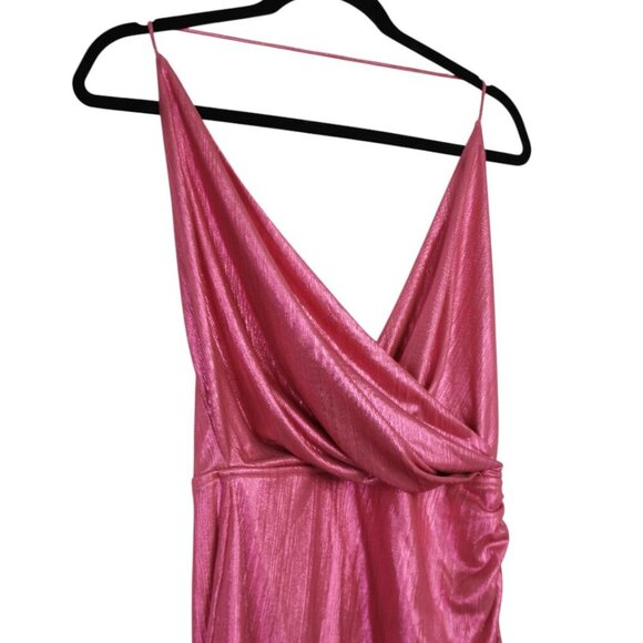 Revolve Superdown Pink Metallic Mini Missie Wrap Front Dress SZ Small - Picture 6 of 12